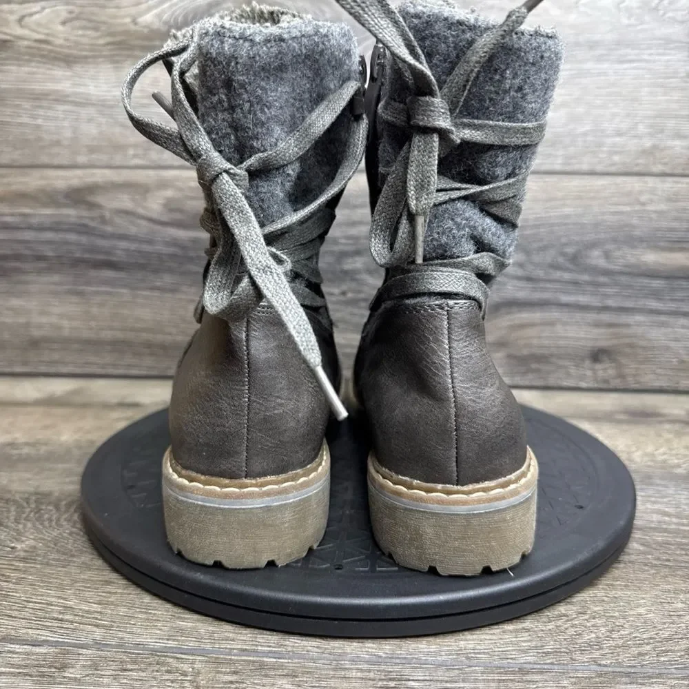 Patrizia By Spring Step Boots Womens Sz 10.5 Nainsi Zip Buckle Biker Boot Brown